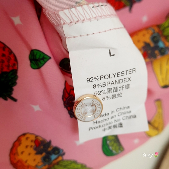 SURFCUZ Hawaiian Shirt Pink Fruit Print Button-Up - Picture 4 of 5